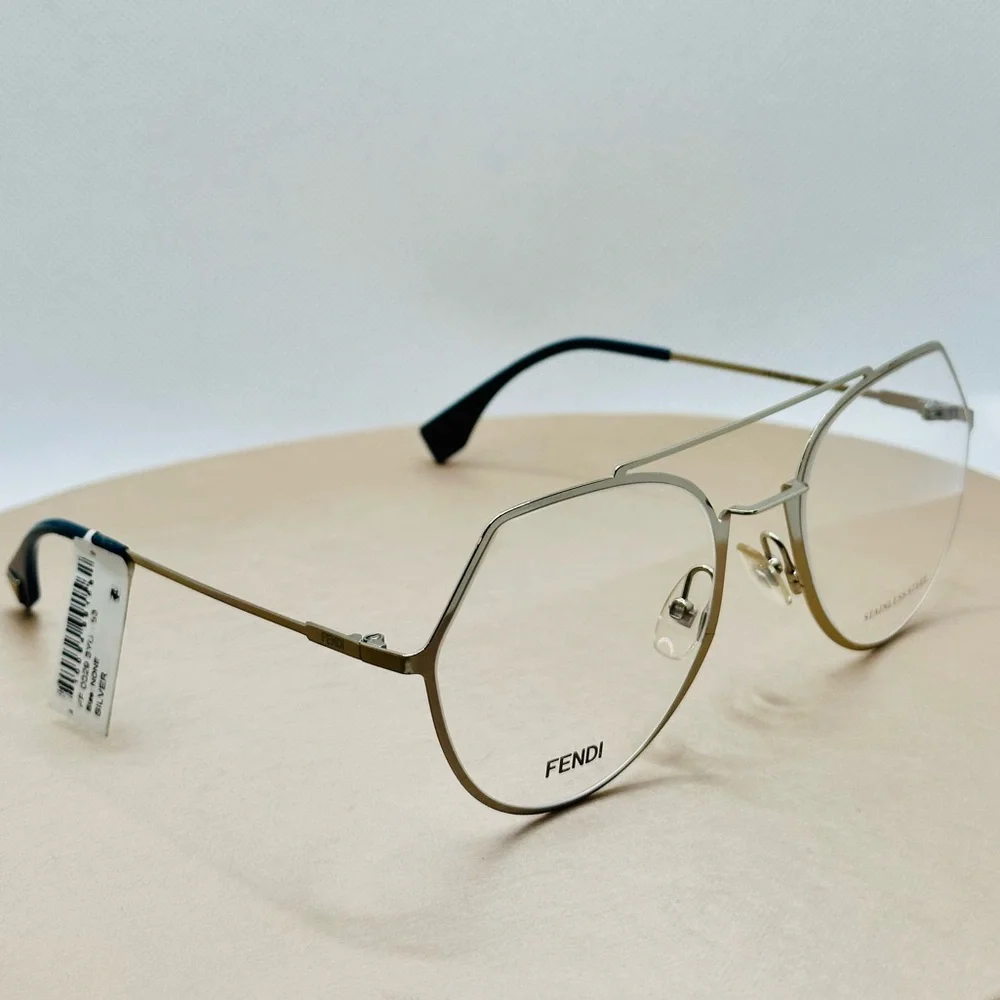 NEW! Unisex Fendi FF0329 Stainless Steel Rounded Geometric Eyeglasses